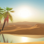 3d desert palm trees